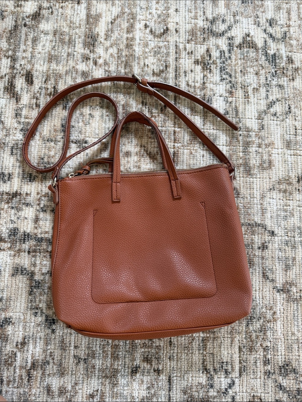 Women's Pebbled Leather Crossbody Tote - Brown